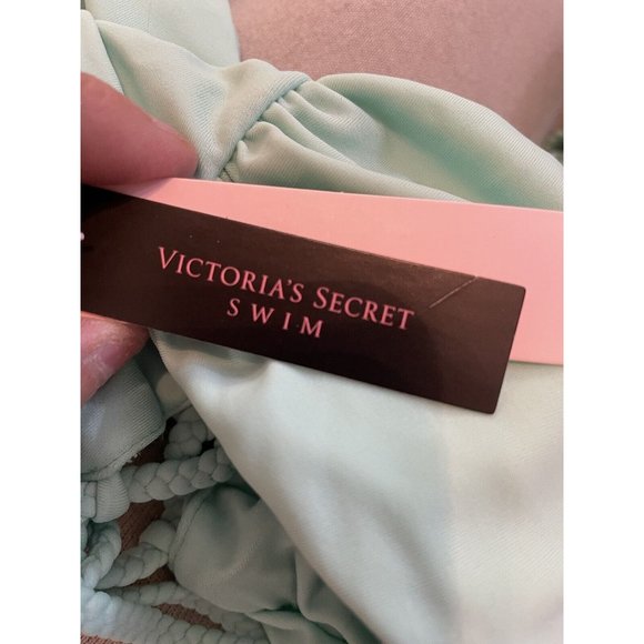 Victoria’s Secret Swim Turquoise Halter Top Lace Up Front Tassel Ties Sz XL NWT - Picture 6 of 7